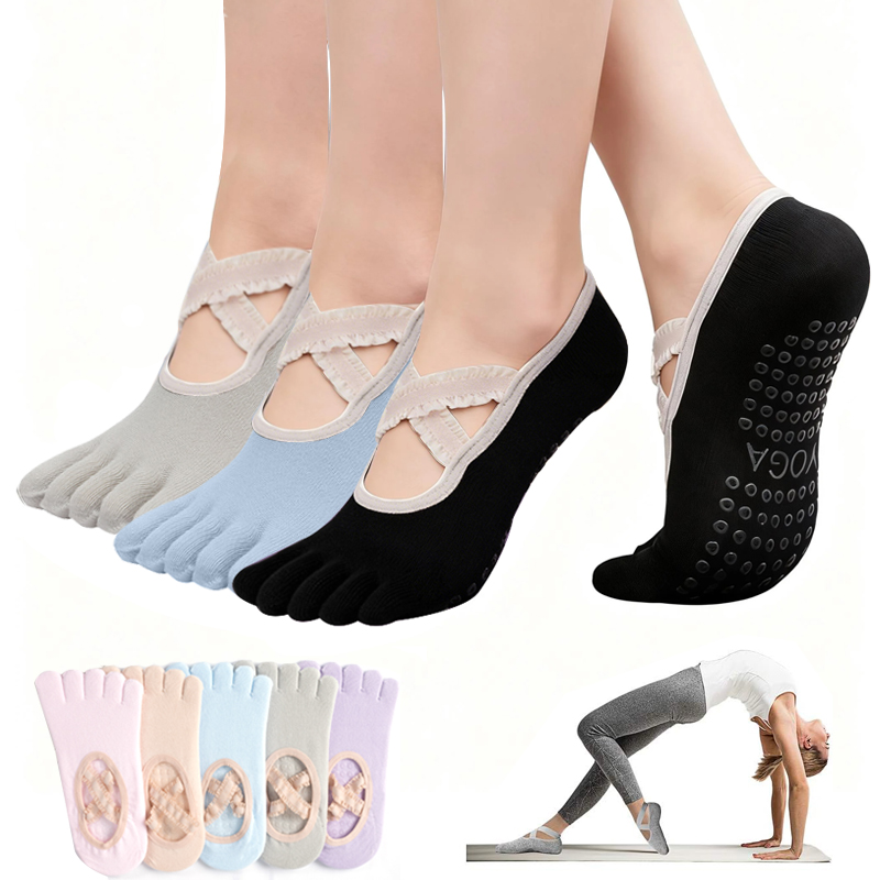 Fitness Yoga Pilates - Calcetines de Pilates Antideslizantes para Mujer,