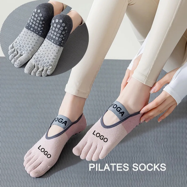 Pilates Yoga Logo - Calcetines de algodón antideslizantes al por