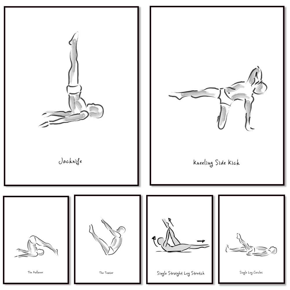 Pilates And Yoga Combined - Infografías en blanco y negro de