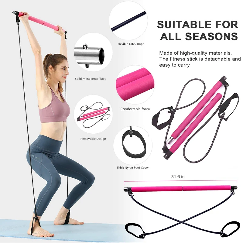 Pilates And Yoga Combined - Barra de Fitness para Yoga, cuerda